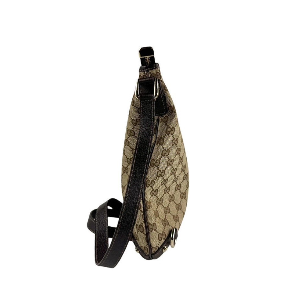 Gucci Beige Bag Shoulder GG Brown Leather Canvas Gold Crossbody Brown Gold